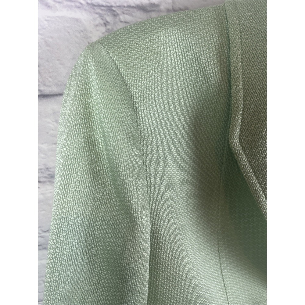 Tahari ASL Women's Preppy Old Money  Textured Lined Green Blazer Size 10 - Picture 5 of 11